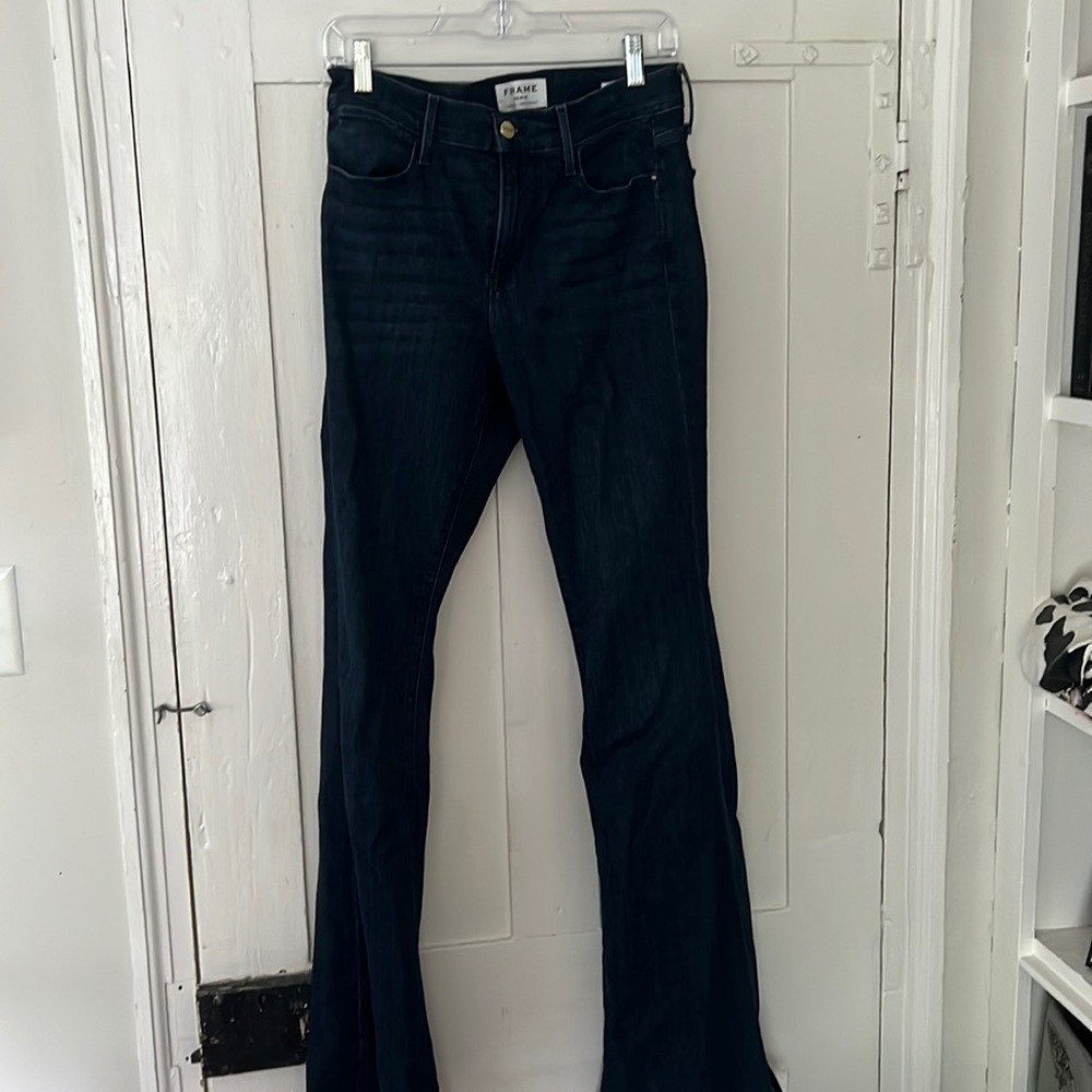 NWOT Frame high waisted dark denim flare jeans